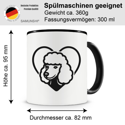 Tasse mit dem Motiv  Herz mit Pudel Kopf - Ansicht 2