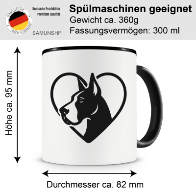 Tasse mit dem Motiv  Herz mit Deutsche Dogge Kopf - Ansicht 2