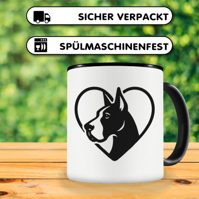 Tasse mit dem Motiv  Herz mit Deutsche Dogge Kopf - Ansicht 4