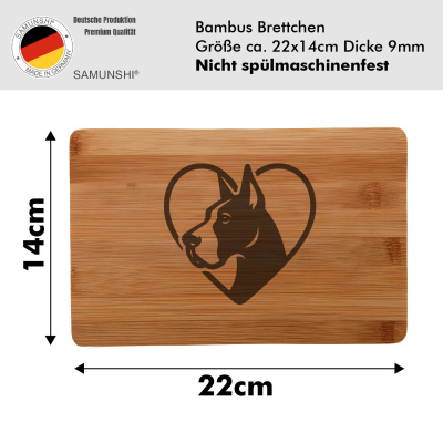 Frhstcksbrettchen mit Herz mit Deutsche Dogge Kopf Gravur - Ansicht 2