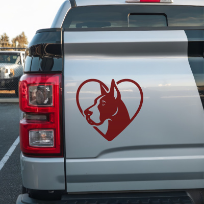 Herz mit Deutsche Dogge Kopf Autoaufkleber - Ansicht 2