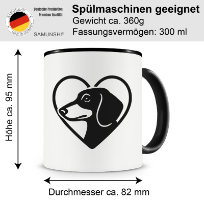 Tasse mit dem Motiv  Herz mit Dackel Kopf - Ansicht 2