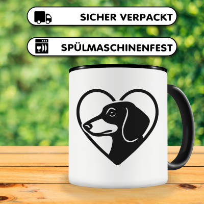 Tasse mit dem Motiv  Herz mit Dackel Kopf - Ansicht 4