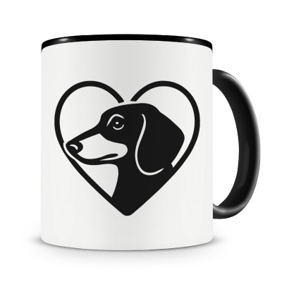 Tasse mit dem Motiv  Herz mit Dackel Kopf