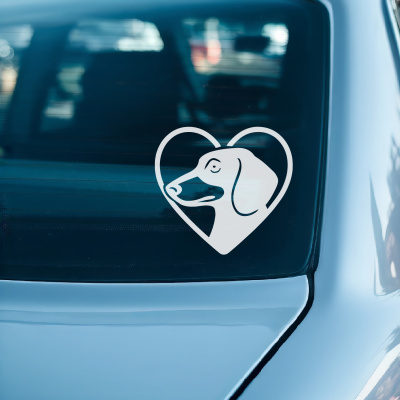 Herz mit Dackel Kopf Autoaufkleber - Ansicht 3