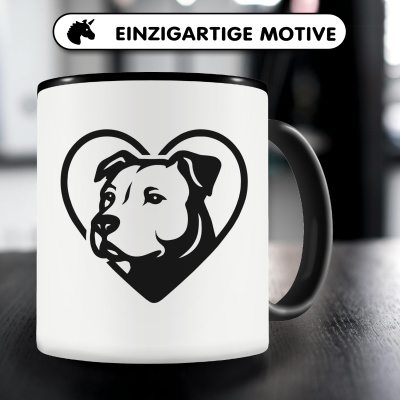 Tasse mit dem Motiv  Herz mit Staffordshire Terrier Kopf - Ansicht 3