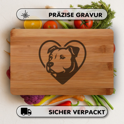 Frhstcksbrettchen mit Herz mit Staffordshire Terrier Kopf Gravur - Ansicht 3