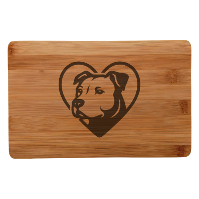 Frhstcksbrettchen mit Herz mit Staffordshire Terrier Kopf Gravur