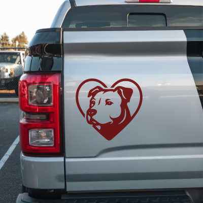Herz mit Staffordshire Terrier Kopf Autoaufkleber - Ansicht 2