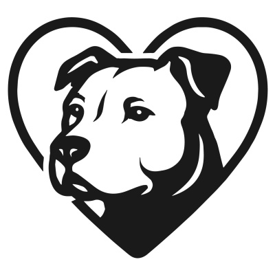 Herz mit Staffordshire Terrier Kopf Autoaufkleber