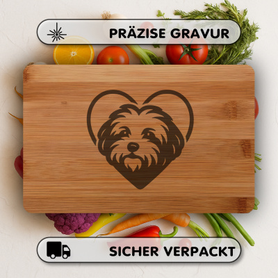 Frhstcksbrettchen mit Herz mit Bolonka Zwetna Kopf Gravur - Ansicht 3