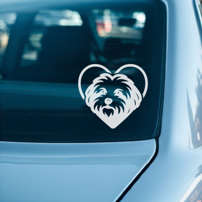 Herz mit Bolonka Zwetna Kopf Autoaufkleber - Ansicht 3