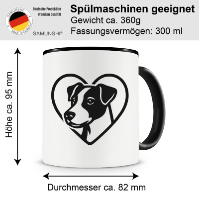 Tasse mit dem Motiv  Herz mit Jack Russell Terrier Kopf - Ansicht 2