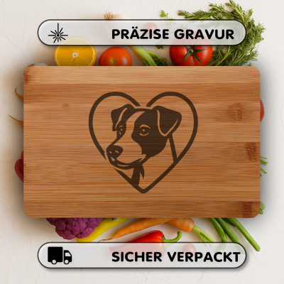 Frhstcksbrettchen mit Herz mit Jack Russell Terrier Kopf Gravur - Ansicht 3
