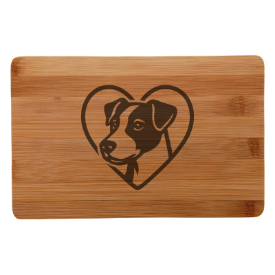 Frhstcksbrettchen mit Herz mit Jack Russell Terrier Kopf Gravur