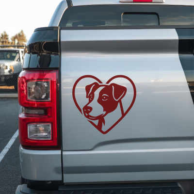 Herz mit Jack Russell Terrier Kopf Autoaufkleber - Ansicht 2