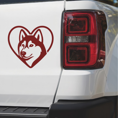 Herz mit Husky Kopf Autoaufkleber - Ansicht 2