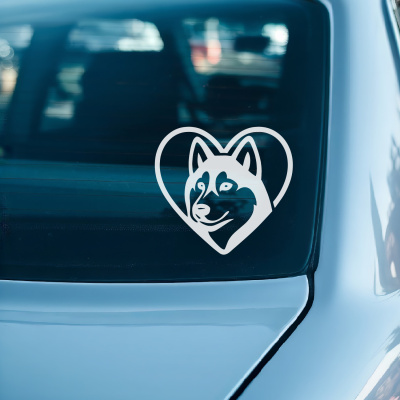 Herz mit Husky Kopf Autoaufkleber - Ansicht 3