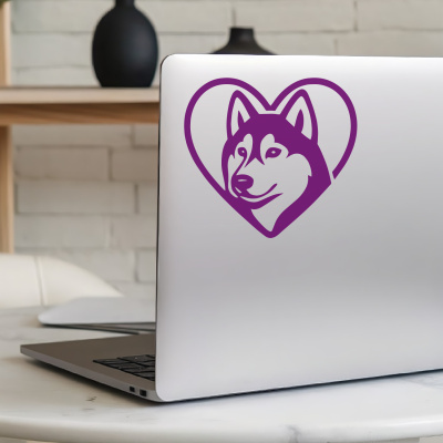 Herz mit Husky Kopf Autoaufkleber - Ansicht 5