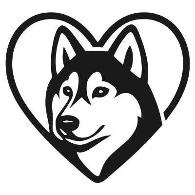 Herz mit Husky Kopf Autoaufkleber