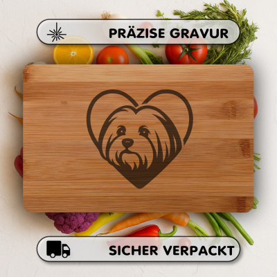 Frhstcksbrettchen mit Herz mit Malteser Kopf Gravur - Ansicht 3