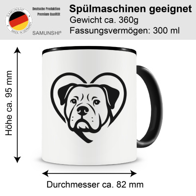 Tasse mit dem Motiv  Herz mit American Bulldog Kopf - Ansicht 2
