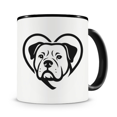 Tasse mit dem Motiv  Herz mit American Bulldog Kopf