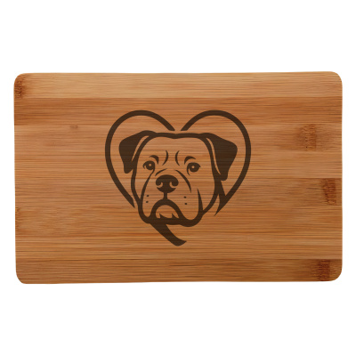 Frhstcksbrettchen mit Herz mit American Bulldog Kopf Gravur