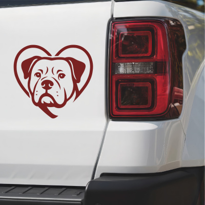 Herz mit American Bulldog Kopf Autoaufkleber - Ansicht 2