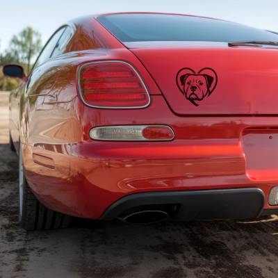Herz mit American Bulldog Kopf Autoaufkleber - Ansicht 4
