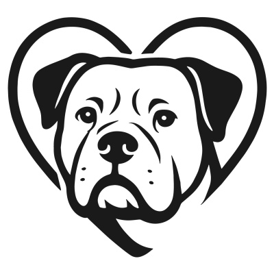 Herz mit American Bulldog Kopf Autoaufkleber