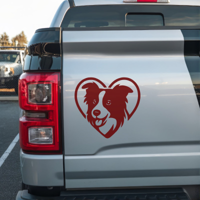 Herz mit Border Collie Kopf Autoaufkleber - Ansicht 2
