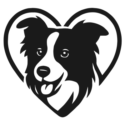 Herz mit Border Collie Kopf Autoaufkleber