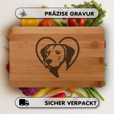 Frhstcksbrettchen mit Herz mit Rhodesian Ridgeback Kopf Gravur - Ansicht 3