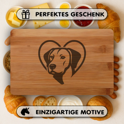 Frhstcksbrettchen mit Herz mit Rhodesian Ridgeback Kopf Gravur - Ansicht 4