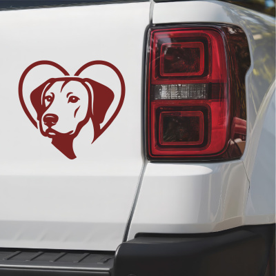 Herz mit Rhodesian Ridgeback Kopf Autoaufkleber - Ansicht 2