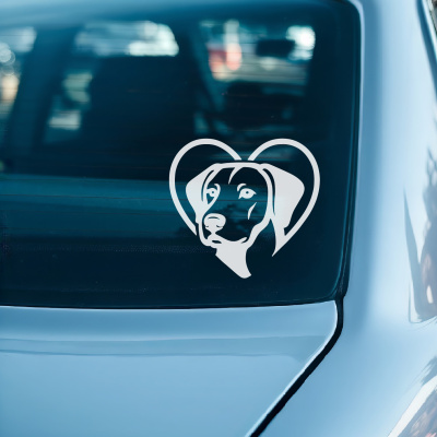 Herz mit Rhodesian Ridgeback Kopf Autoaufkleber - Ansicht 3