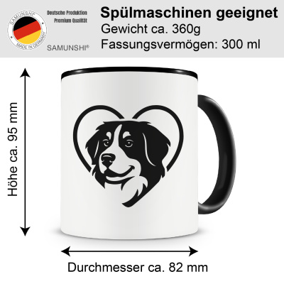 Tasse mit dem Motiv  Herz mit Berner Sennenhund Kopf - Ansicht 2