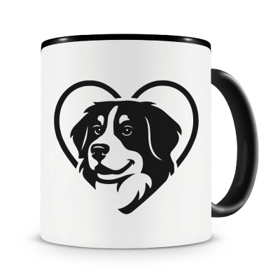 Tasse mit dem Motiv  Herz mit Berner Sennenhund Kopf