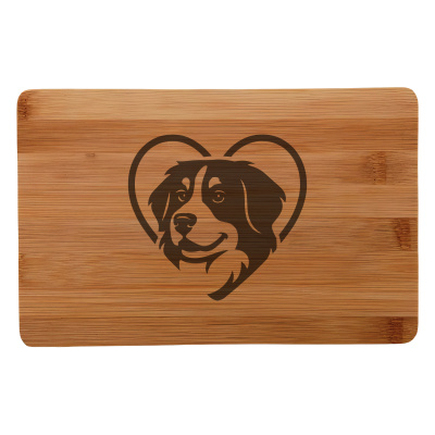 Frhstcksbrettchen mit Herz mit Berner Sennenhund Kopf Gravur