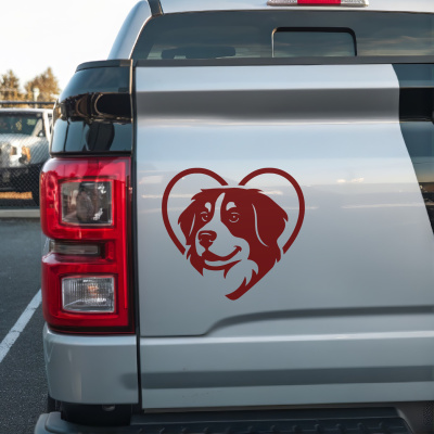 Herz mit Berner Sennenhund Kopf Autoaufkleber - Ansicht 2