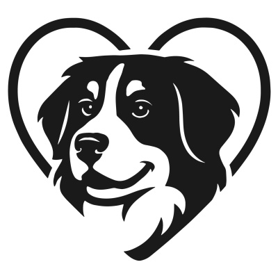 Herz mit Berner Sennenhund Kopf Autoaufkleber
