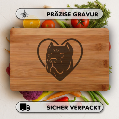 Frhstcksbrettchen mit Herz mit Cane Corso Kopf Gravur - Ansicht 3