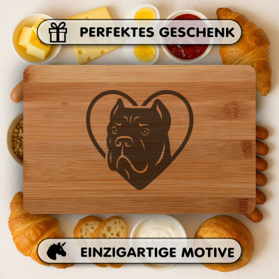 Frhstcksbrettchen mit Herz mit Cane Corso Kopf Gravur - Ansicht 4