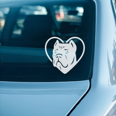 Herz mit Cane Corso Kopf Autoaufkleber - Ansicht 3