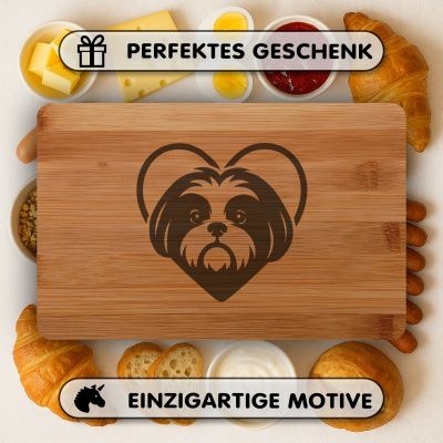 Frhstcksbrettchen mit Herz mit Shih-Tzu Kopf Gravur - Ansicht 4