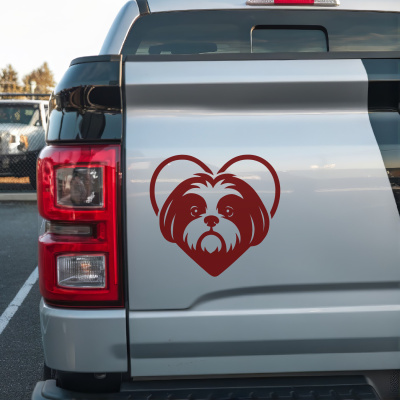 Herz mit Shih-Tzu Kopf Autoaufkleber - Ansicht 2