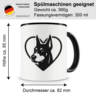 Tasse mit dem Motiv  Herz mit Dobermann Kopf - Ansicht 2