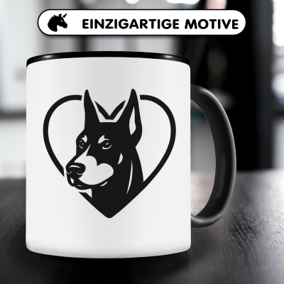 Tasse mit dem Motiv  Herz mit Dobermann Kopf - Ansicht 3