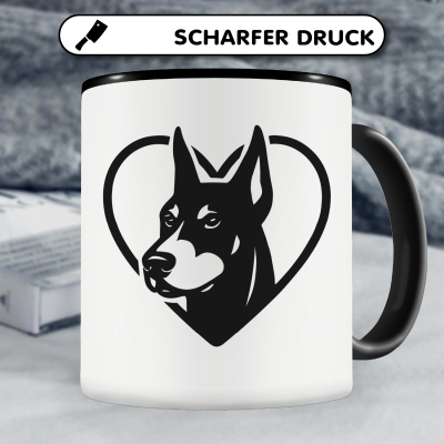 Tasse mit dem Motiv  Herz mit Dobermann Kopf - Ansicht 5